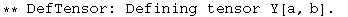 ** DefTensor: Defining tensor Y[a, b] . 