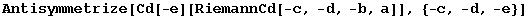 Antisymmetrize[Cd[-e][RiemannCd[-c, -d, -b, a]], {-c, -d, -e}]