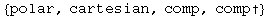 {polar, cartesian, comp, comp&dagger;}